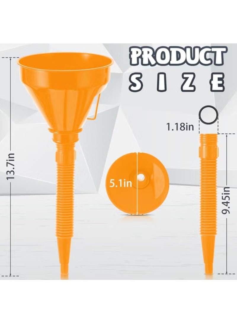 Oil Funnel | Large Funnel with Wide Mouth and Filter | Transmission Fluid Funnel, Oil Tank Funnel in Orange for Car Oil, Car Accessories - Image 2